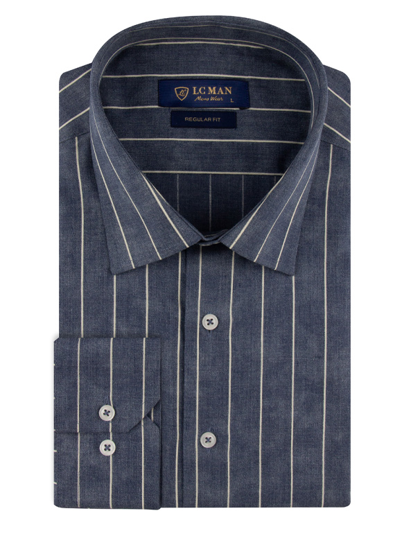 پیراهن مردانه راه راه سرمه ای تیره 2