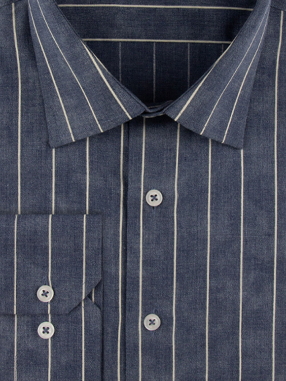 پیراهن مردانه راه راه سرمه ای تیره 2