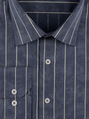 پیراهن مردانه راه راه سرمه ای تیره 2