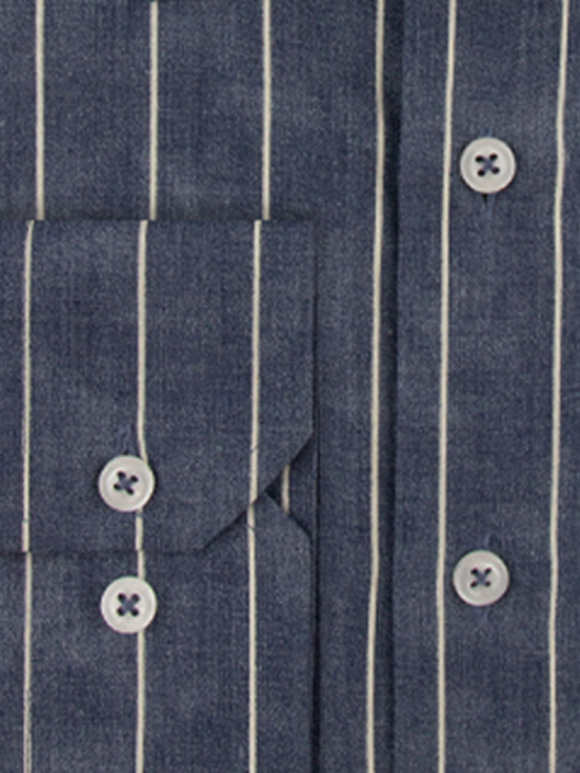 پیراهن مردانه راه راه سرمه ای تیره 2