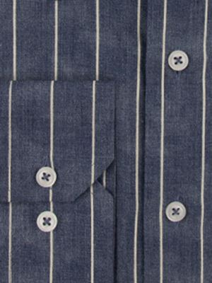 پیراهن مردانه راه راه سرمه ای تیره 2