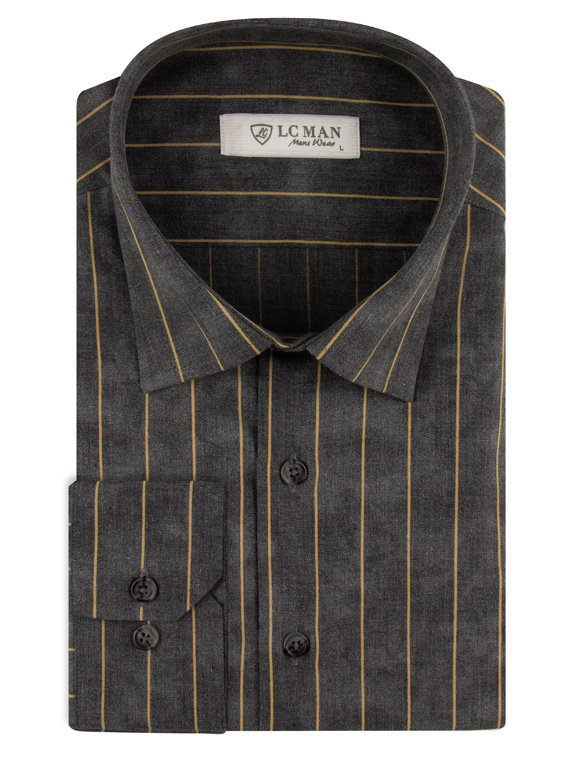 پیراهن طوسی راه راه آستین بلند ال سی من 72