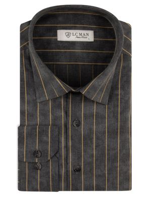 پیراهن طوسی راه راه آستین بلند ال سی من 72