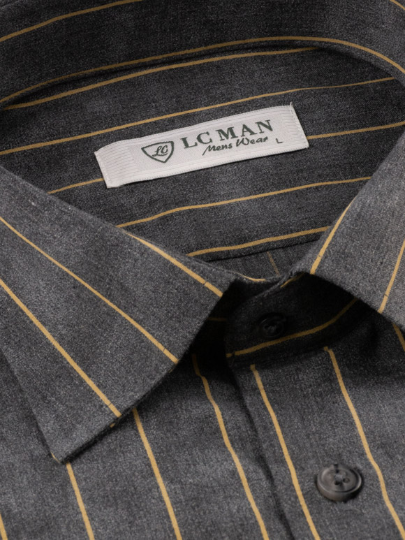 پیراهن طوسی راه راه آستین بلند ال سی من 72