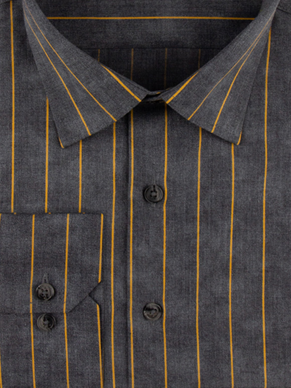 پیراهن مردانه طوسی راه راه آستین بلند ال سی من 2