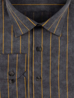 پیراهن مردانه طوسی راه راه آستین بلند ال سی من 2