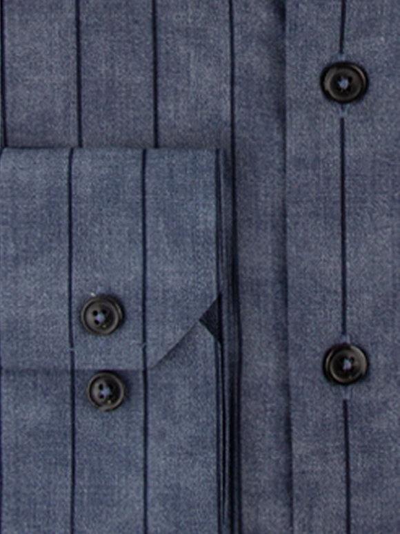 پیراهن مردانه راه راه سرمه ای آستین بلند 7