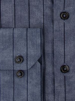 پیراهن مردانه راه راه سرمه ای آستین بلند 7