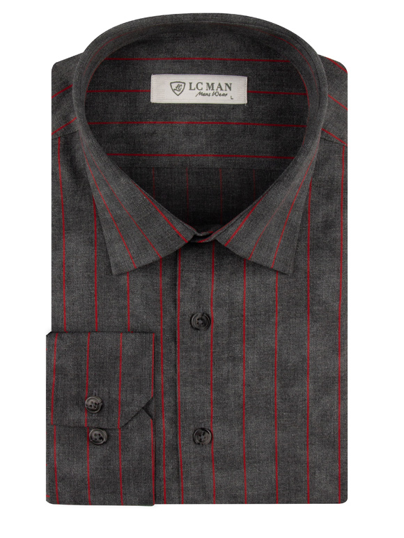 پیراهن طوسی تیره راه راه آستین بلند ال سی من 3
