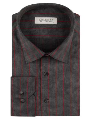 پیراهن طوسی تیره راه راه آستین بلند ال سی من 3
