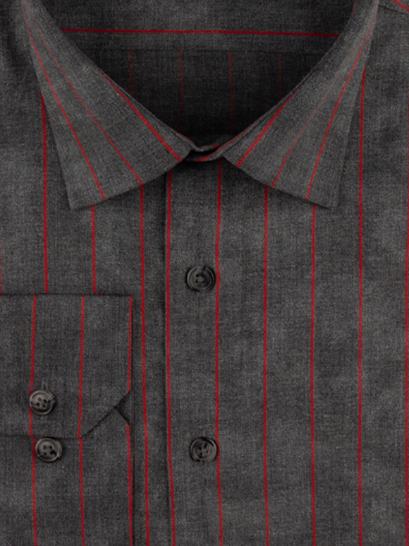 پیراهن طوسی تیره راه راه آستین بلند ال سی من 3
