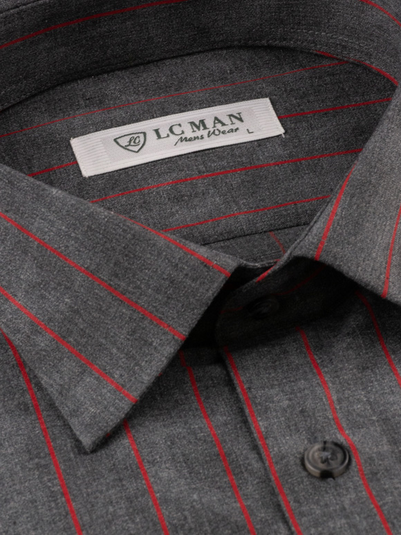 پیراهن طوسی تیره راه راه آستین بلند ال سی من 3
