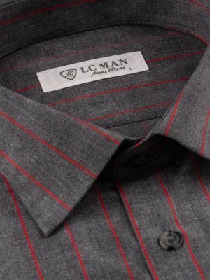 پیراهن طوسی تیره راه راه آستین بلند ال سی من 3
