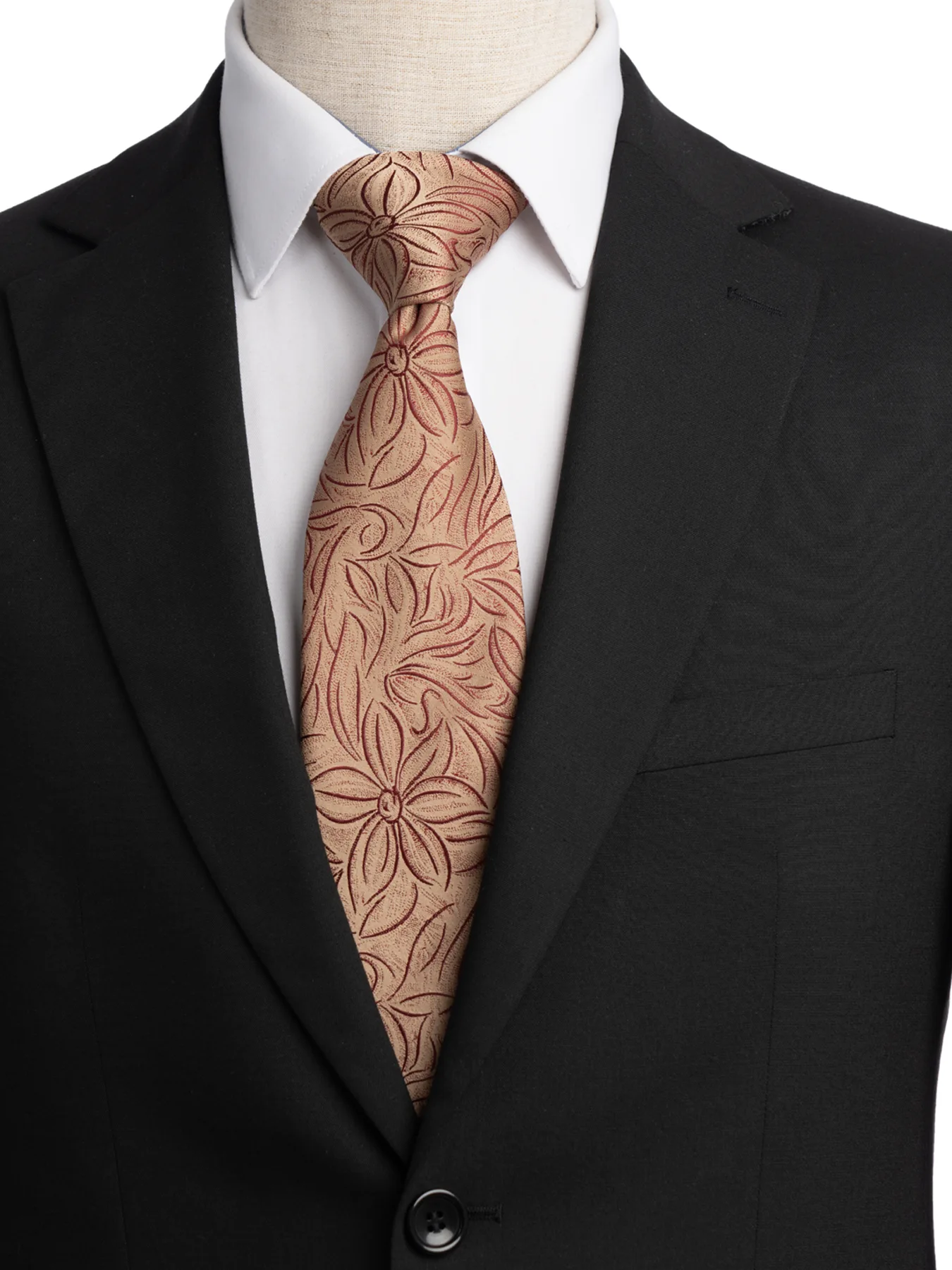 کراوات کرم زرشکی طرح گلدار ال سی من