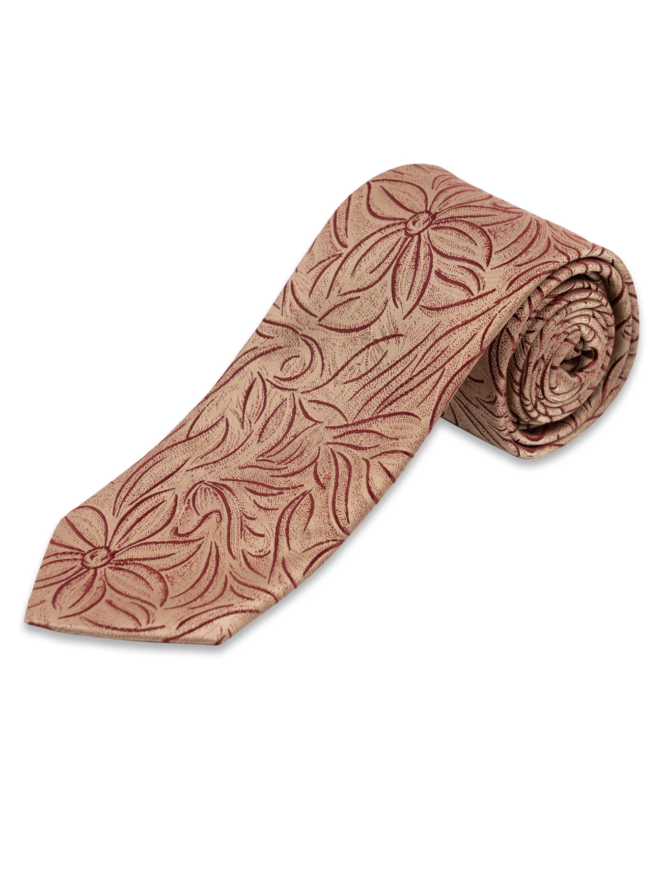 کراوات کرم زرشکی طرح گلدار ال سی من