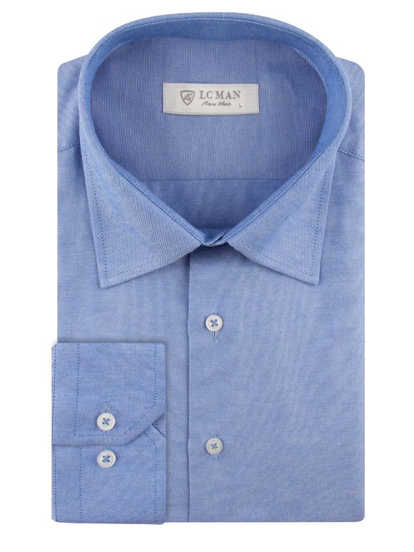 پیراهن مردانه آبی آستین بلند ال سی من 2