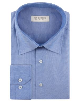 پیراهن مردانه آبی آستین بلند ال سی من 2