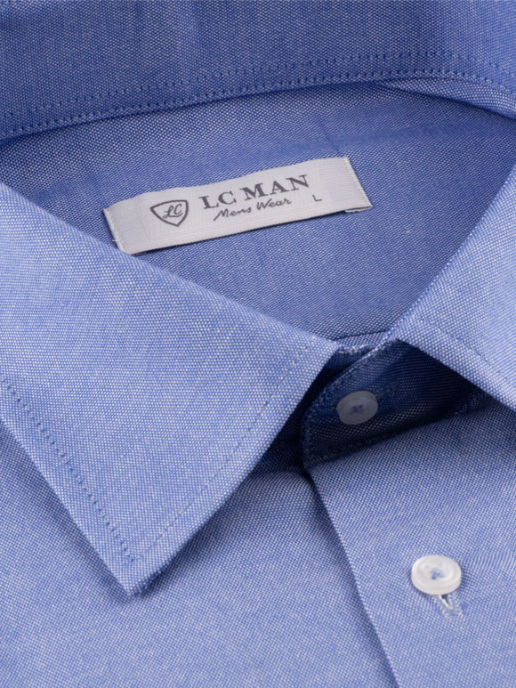 پیراهن مردانه آبی تیره ساده آستین بلند ال سی من