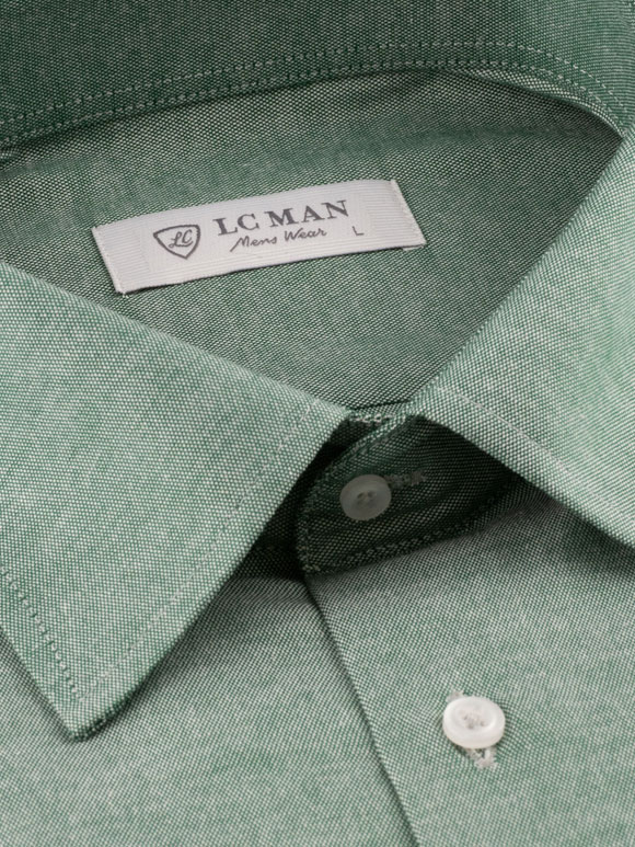 پیراهن مردانه سبز ساده آستین بلند ال سی من 2
