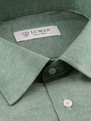 پیراهن مردانه سبز ساده آستین بلند ال سی من 2