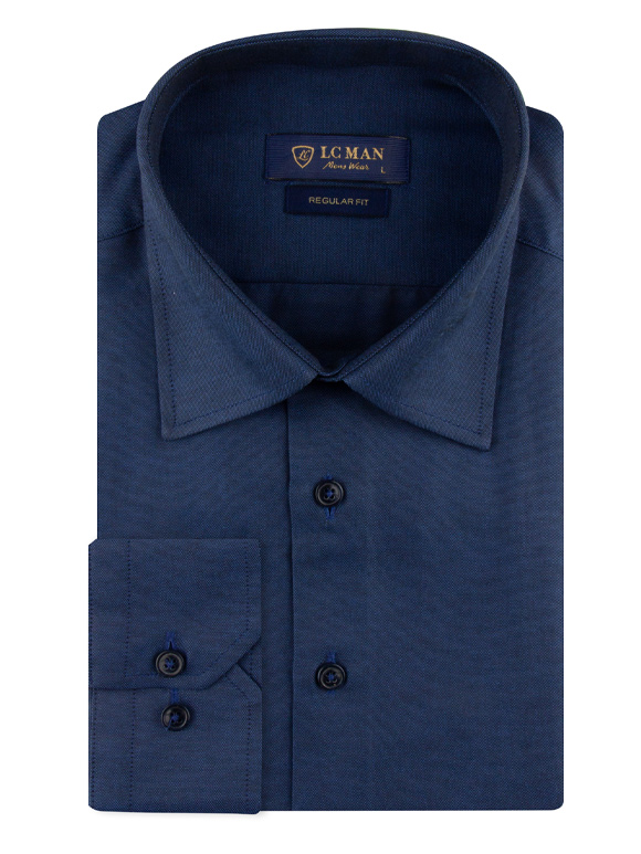 پیراهن سرمه ای ساده آستین بلند ال سی من 1