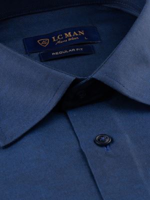 پیراهن سرمه ای ساده آستین بلند ال سی من 1