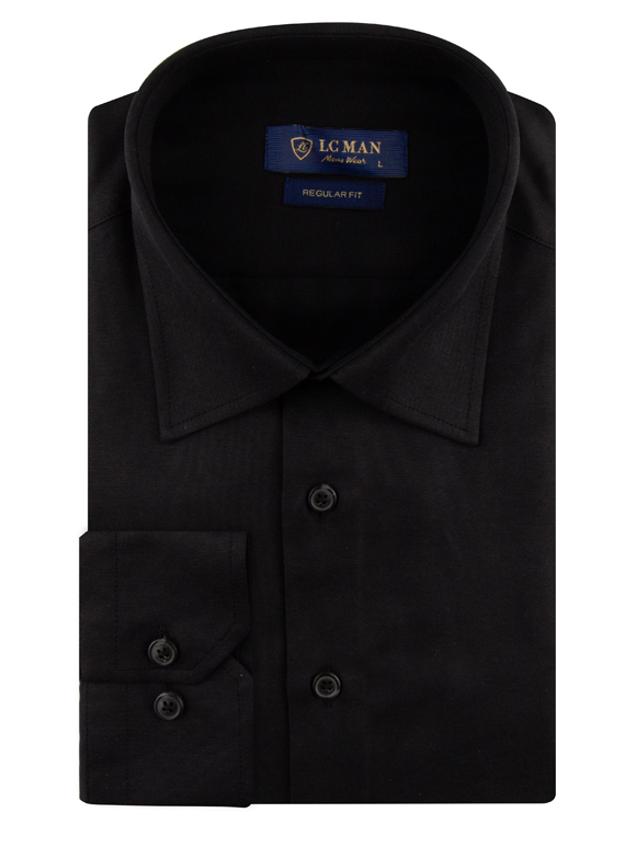 پیراهن مردانه مشکی آستین بلند ال سی من  022