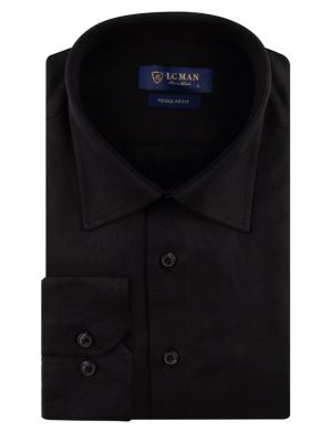 پیراهن مردانه مشکی آستین بلند ال سی من  022