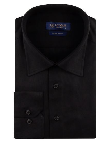 پیراهن مردانه مشکی آستین بلند ال سی من  022