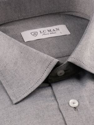 پیراهن مردانه طوسی آستین بلند ال سی من 022