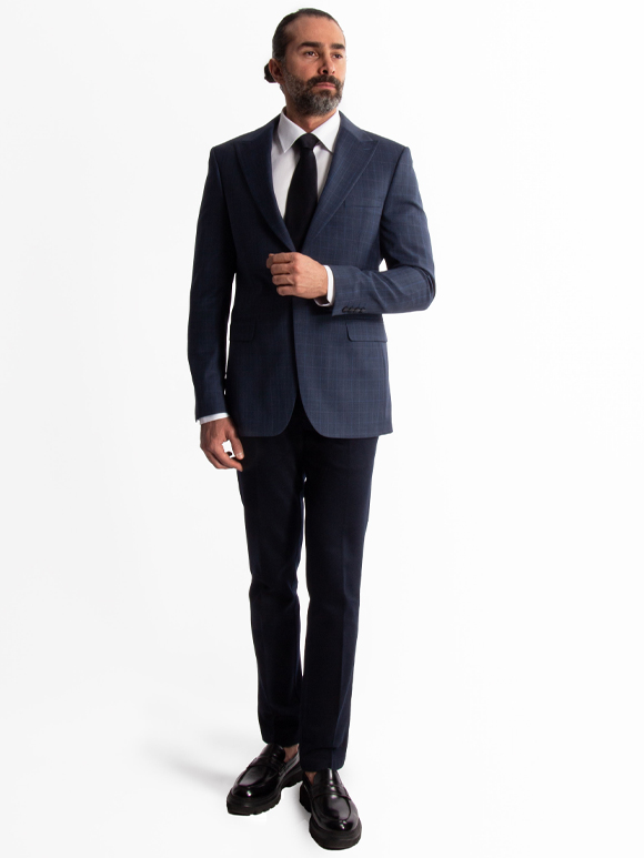 کت تک مردانه  سرمه ای چهارخانه ال سی من 24