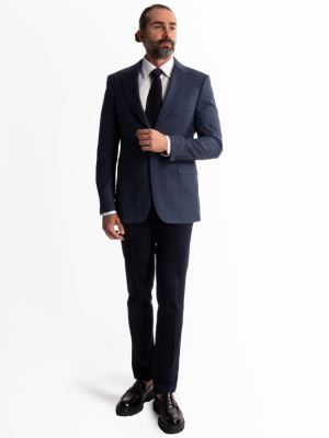 کت تک مردانه  سرمه ای چهارخانه ال سی من 24