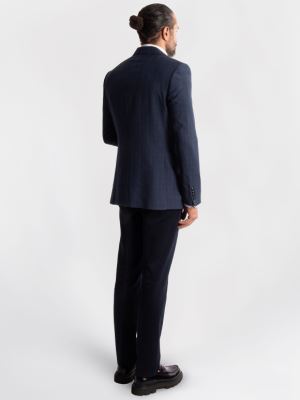 کت تک مردانه  سرمه ای چهارخانه ال سی من 24