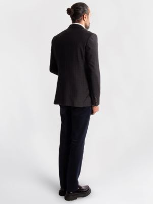 کت تک چهارخانه سرمه ای ال سی من 24