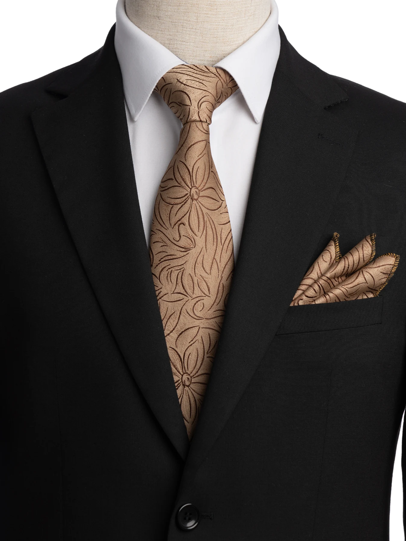 کراوات کرم قهوه ای گل دار 