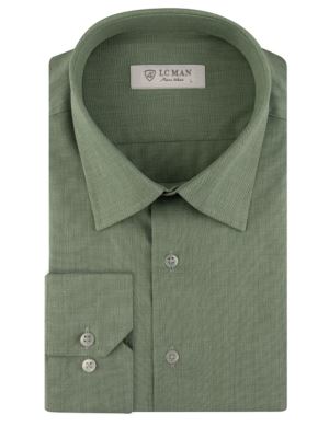 پیراهن مردانه سبز آستین بلند ال سی من 032