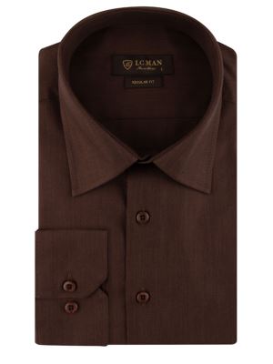 پیراهن مردانه قهوه ای آستین بلند ال سی من 032