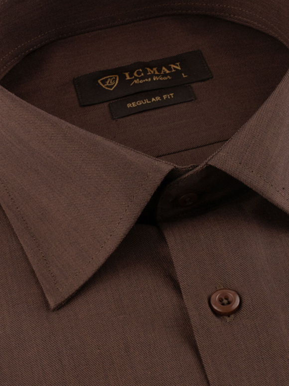 پیراهن مردانه قهوه ای آستین بلند ال سی من 032