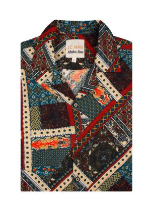 پیراهن آستین کوتاه مردانه یقه انگلیسی طرح دار2