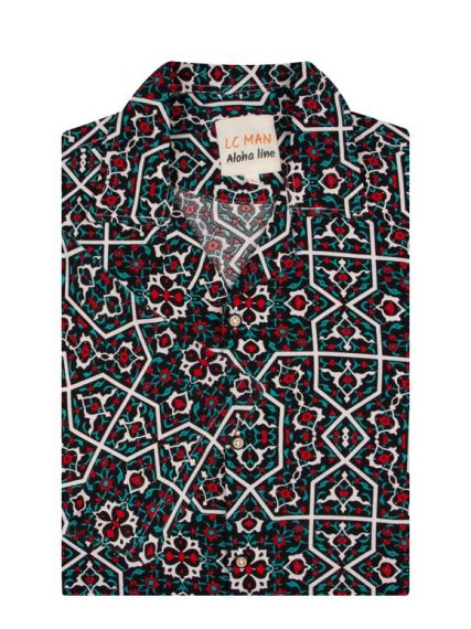 پیراهن آستین کوتاه مشکی یقه انگلیسی طرح سنتی