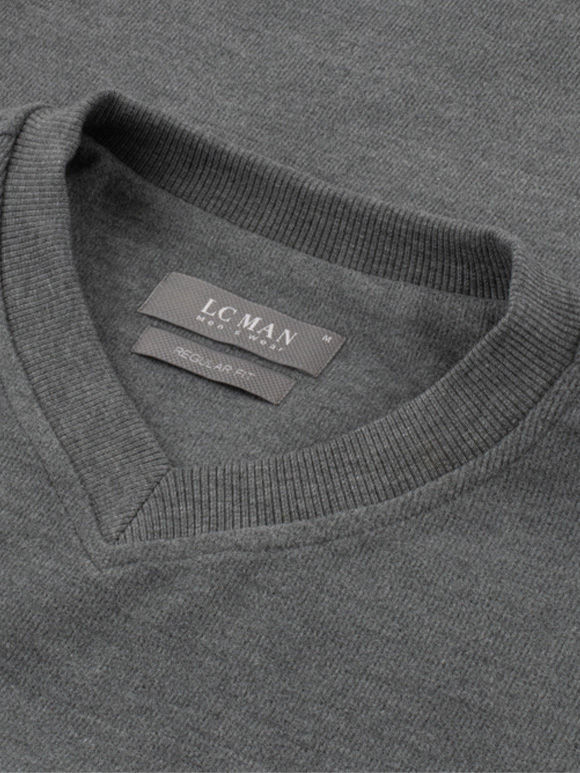 پلیور مردانه طوسی یقه هفت ال سی من 052