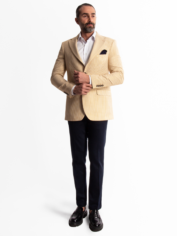 کت تک مردانه چهارخانه ریز ال سی من  067