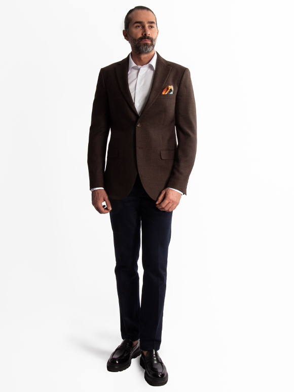 کت تک مردانه قهوه ای ال سی من 047