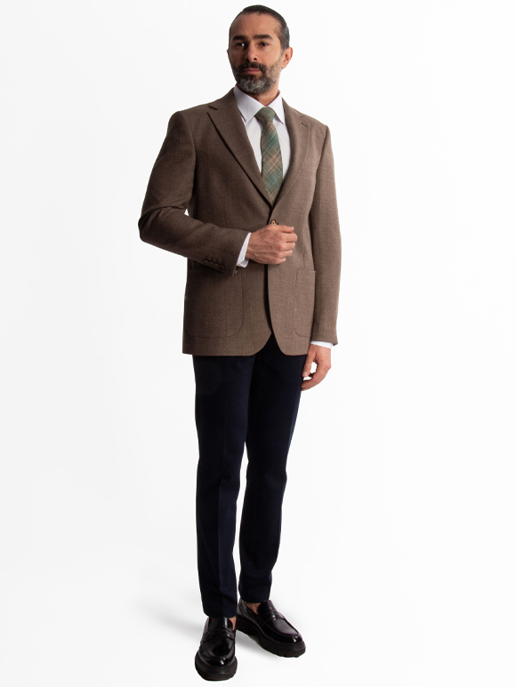 کت تک مردانه قهوه ای ال سی من  022