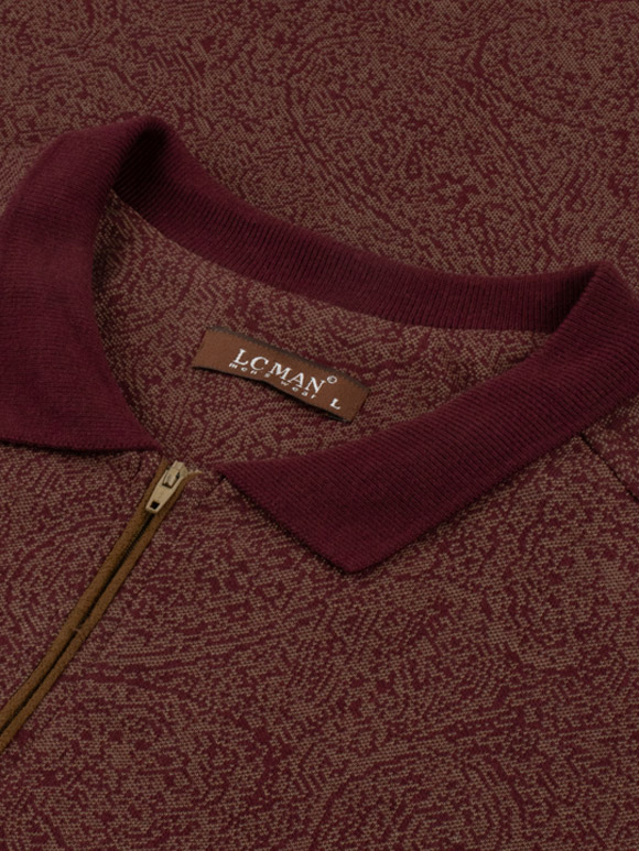 پلیور مردانه طرح دار نیم زیپ ال سی من 071