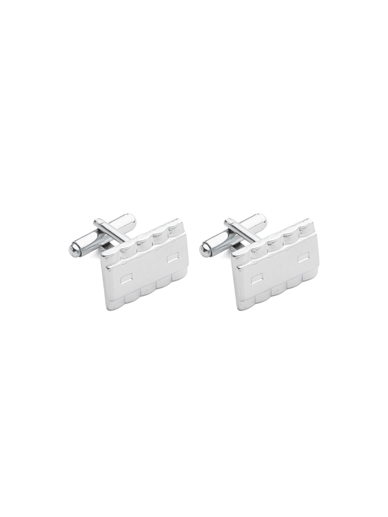 دکمه سردست مدل مستطیل شکل نقره ای