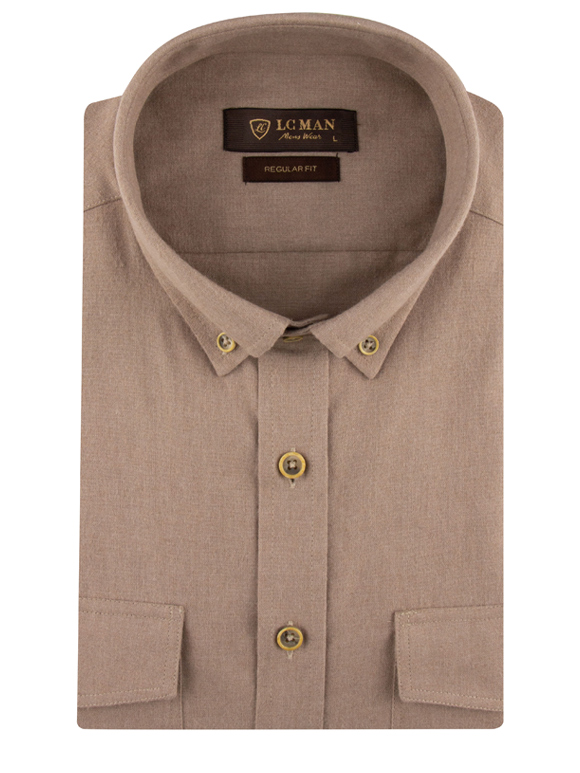 پیراهن مردانه آستین بلند کرم ال سی من 044