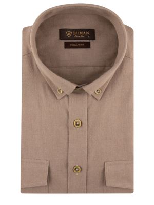 پیراهن مردانه آستین بلند کرم ال سی من 044