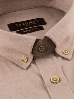 پیراهن مردانه آستین بلند کرم ال سی من 044