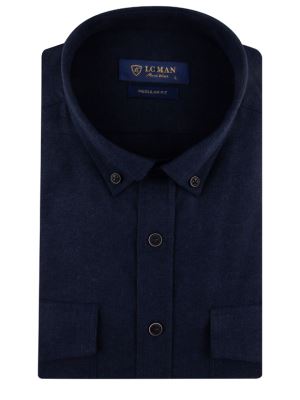 پیراهن مردانه سرمه ای آستین بلند ال سی من 044